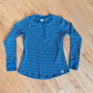 Carhartt Thermal Waffle Henley Shirt - Teal Blue - Women's Medium